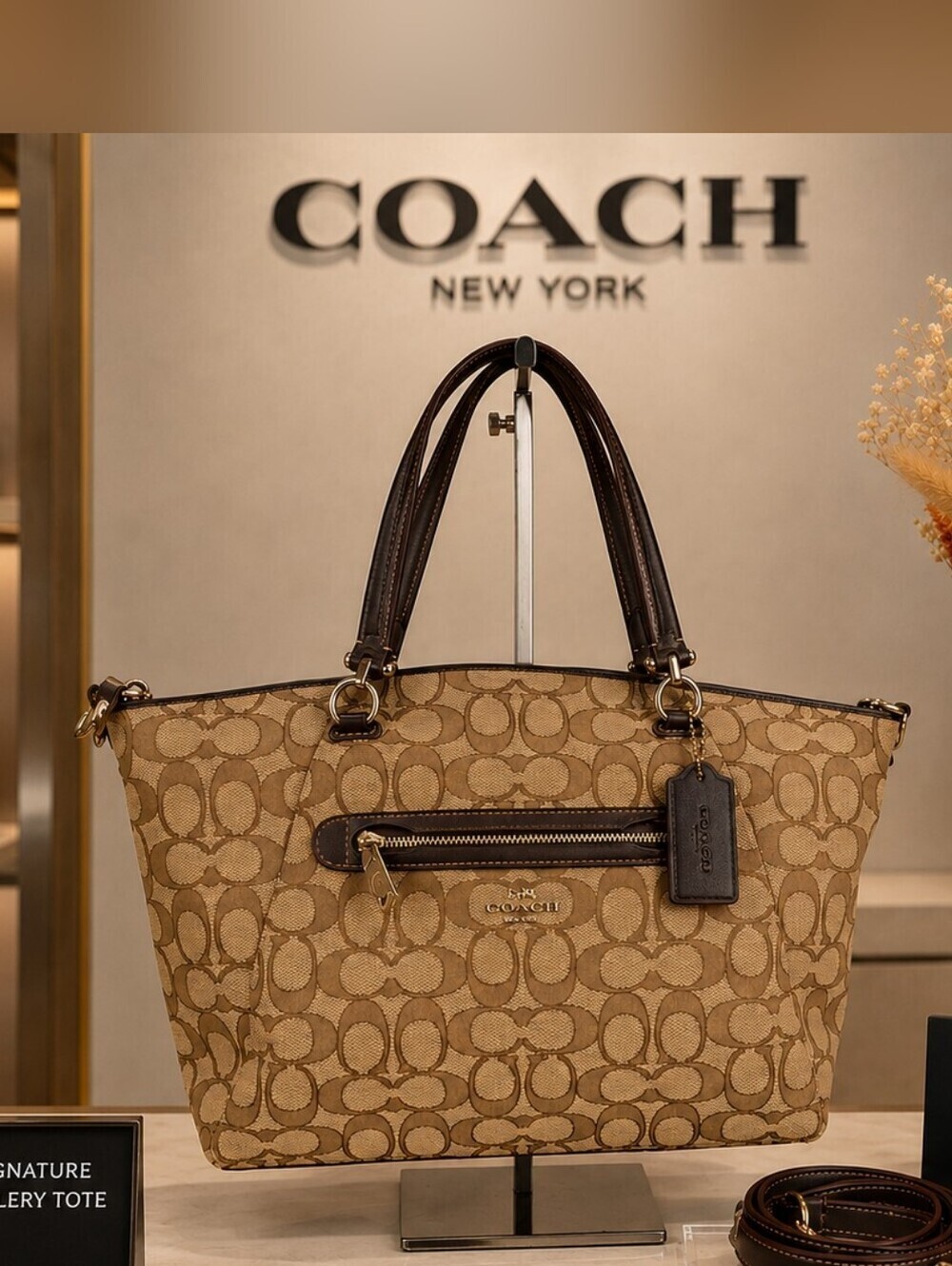 Coach Prairie Hand Fall Bag Khaki Brown Tan Jacquard Signature Crossbody Satchel - Picture 3 of 15